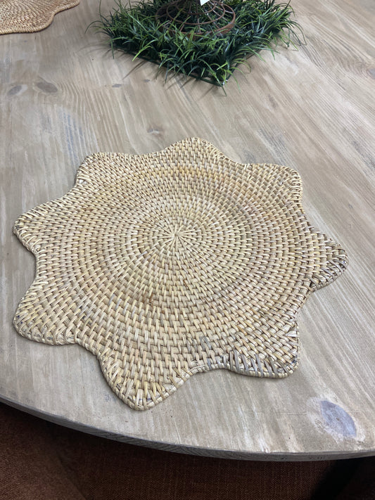 Scalloped Rattan Round Placemats