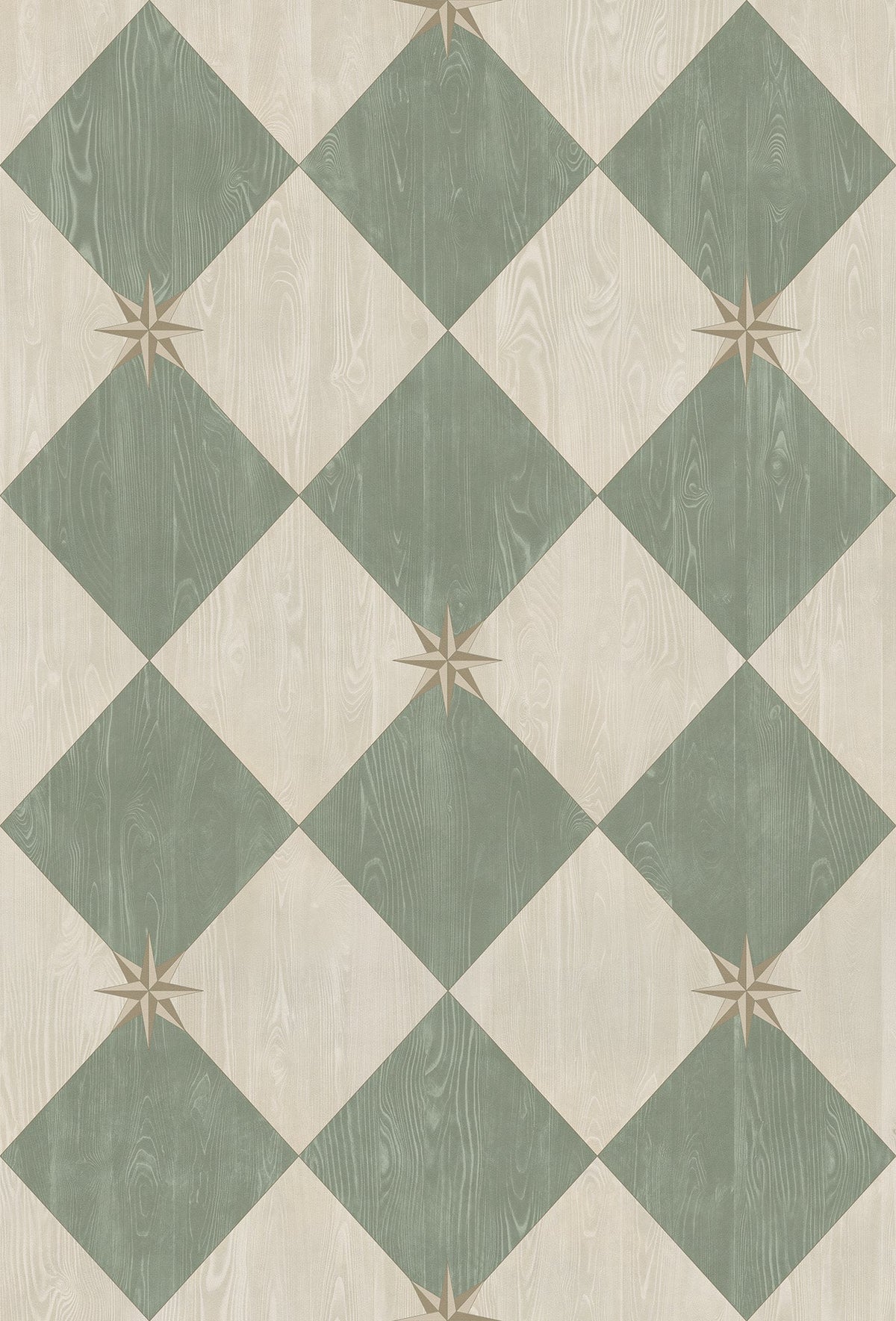 Vintage Vinyl Floorcloth Rug (Williamsburg – Compass Diamond – Garden Arbor)