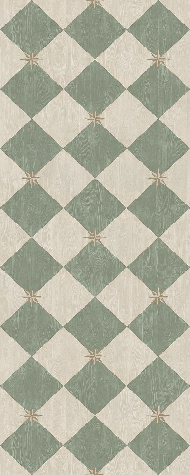 Vintage Vinyl Floorcloth Rug (Williamsburg – Compass Diamond – Garden Arbor)