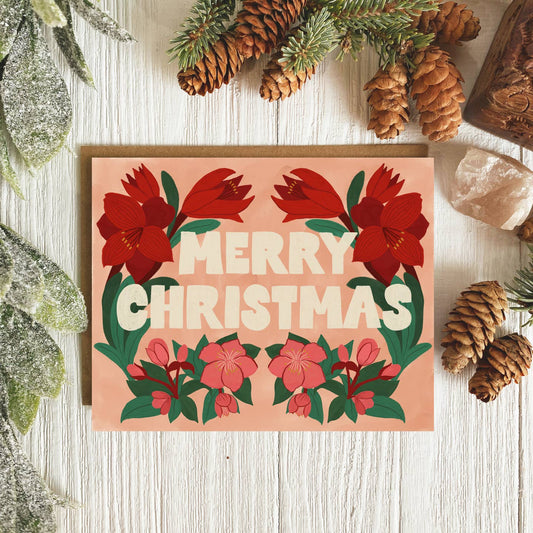 Merry Christmas Floral Note Cards Set of 6