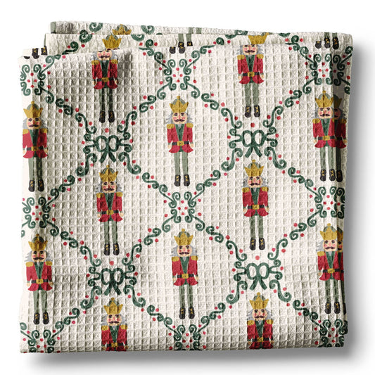 Nutcracker Red Holiday Christmas Kitchen Towel Waffle