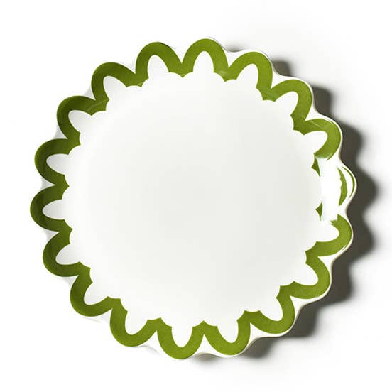Olive Arabesque Trim Scalloped Dinner Plate