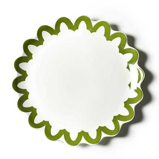 Olive Arabesque Trim Scalloped Dinner Plate