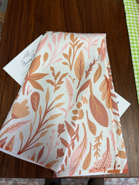 Fall Boho Floral Autumn Leaves Botanic Foliage Kitchen Towel
