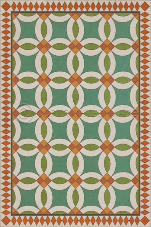Vintage Vinyl Floorcloth Rug (American Folk Art Museum - Wedding Ring - Adelaide)