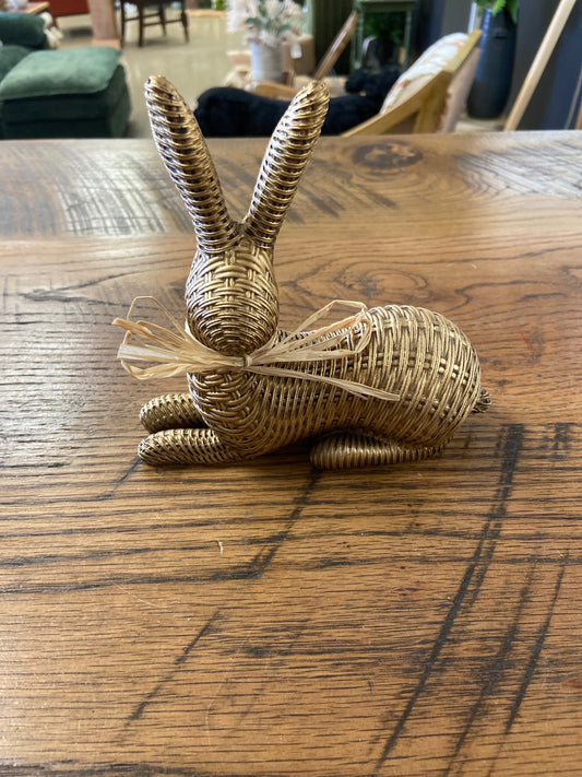 Gold Rattan Resin Rabbit