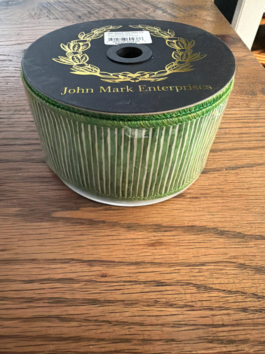 John Mark Mini Stripe Fused Green Ribbon
