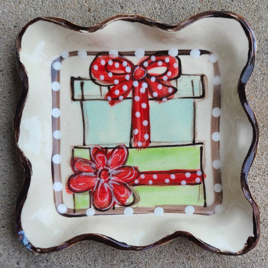 Small Plate with Painted  Presents