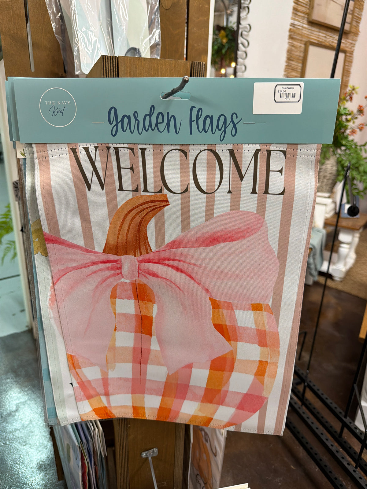 Fall Garden Flag Plaid Pumpkin