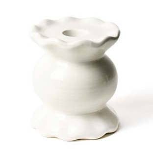 6 Signature White Small Ruffle Knobbed Candle Holder