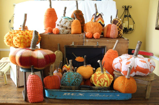 Tall Vintage Cloth Standing Pumpkins    (25)