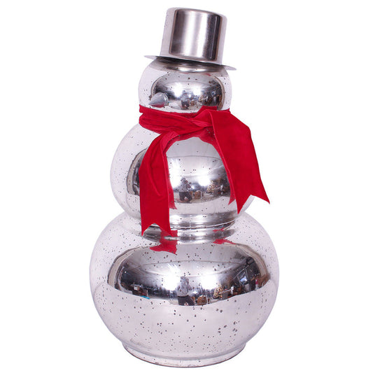 Snowman 18.5" x 10" Silver Mercury Glass