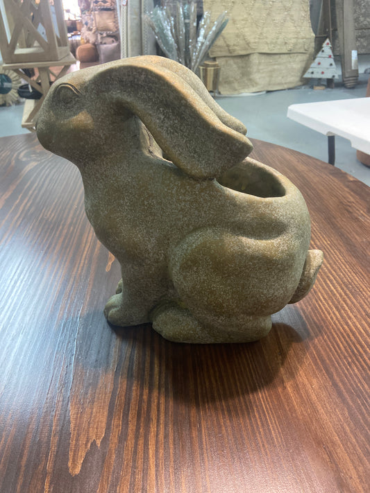 10.5 H Weather Cement Bunny Planter