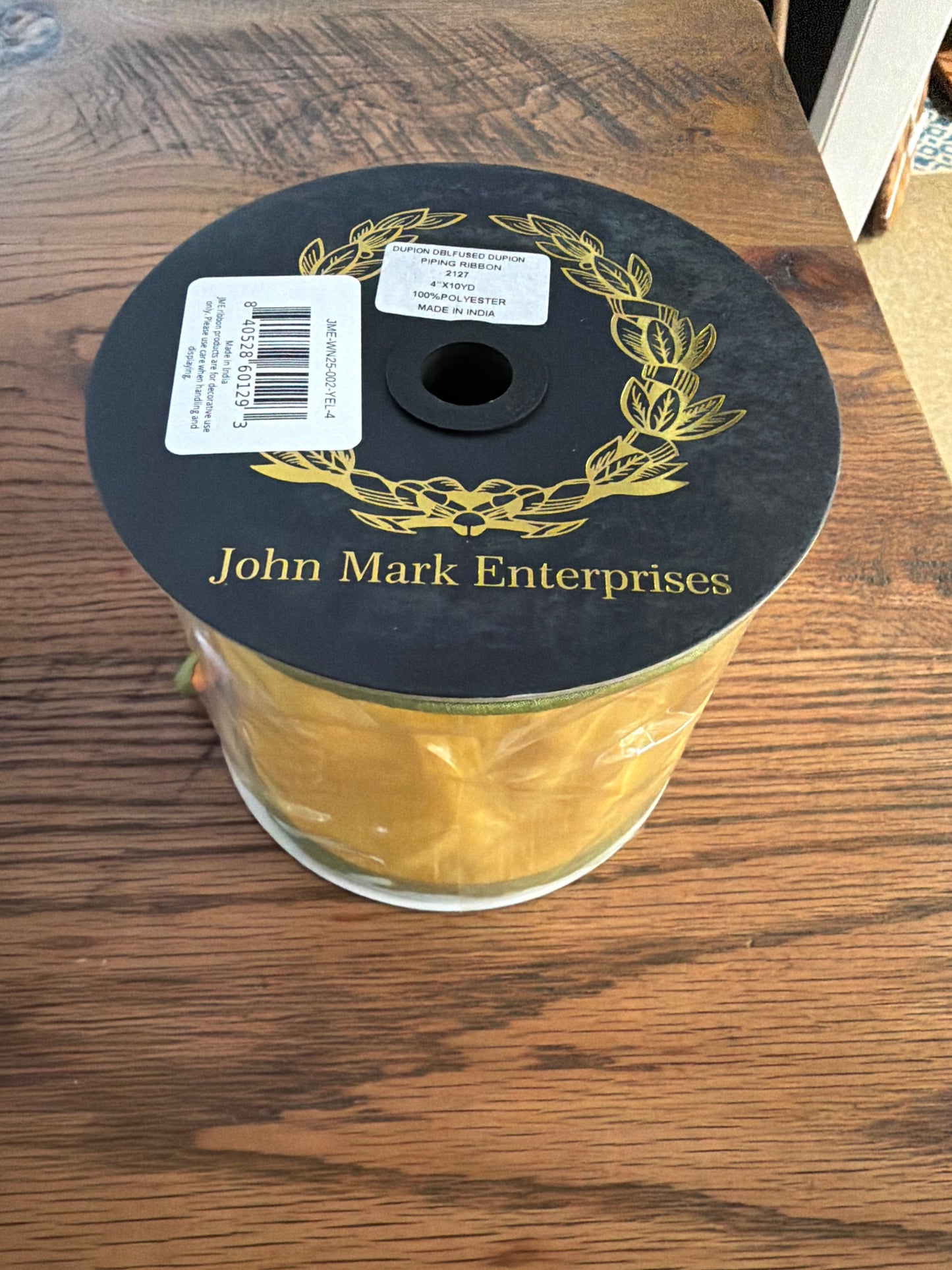 John Mark Dupion Double Fused Yellow Contrasting Dupion Trim Ribbon