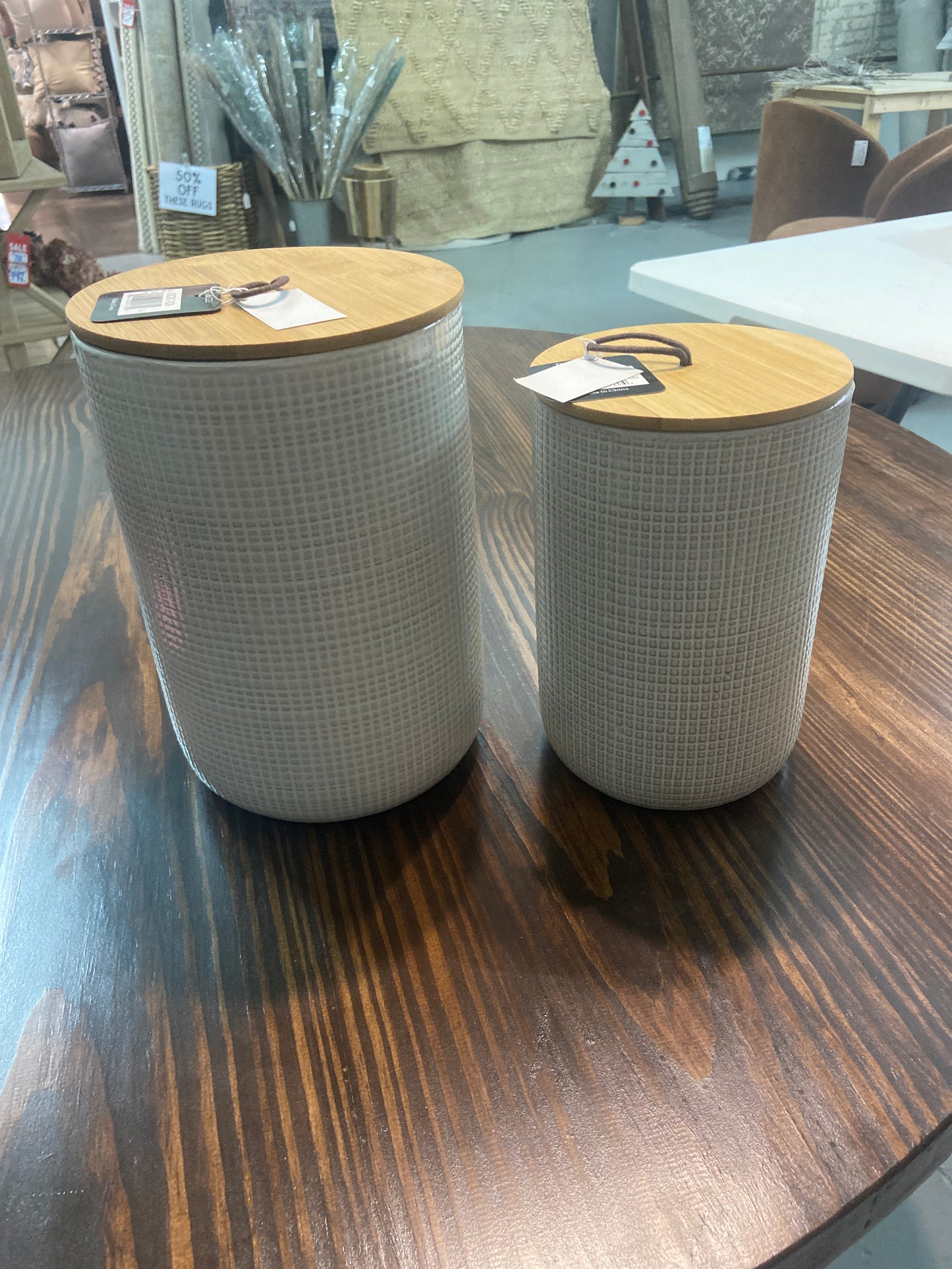 Urban Check Canisters w Lids Set of 2