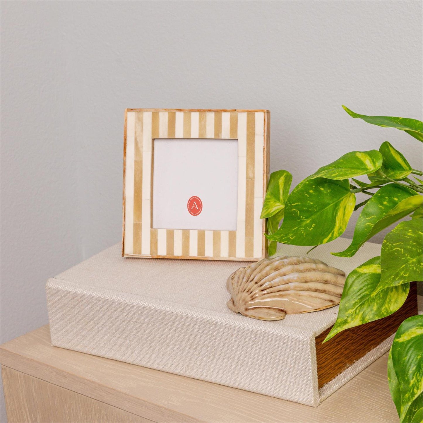 Photo Frame Bone Inlay Natural Stripe