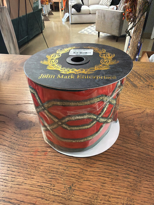 John Mark Ribbon Embroidered Trellis Pattern Dupion 4"x5 yards