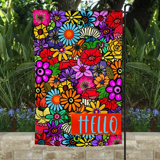 Garden Flag - Hello Orange Flowers
