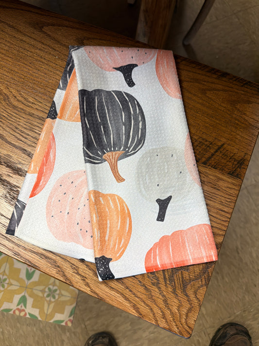 Pumpkin Fall Botanical Floral Autumn Kitchen Towel Waffle