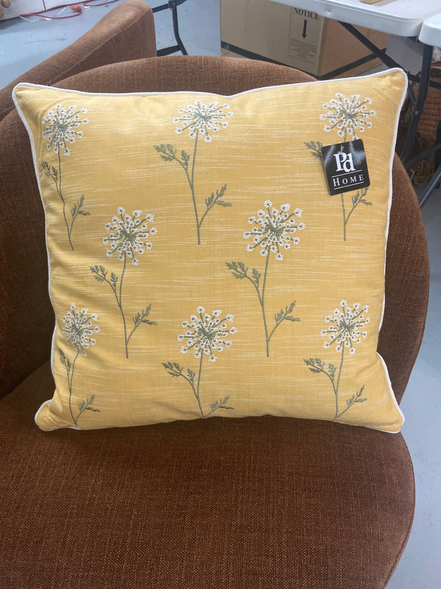18” Yellow Dandelion Pillow
