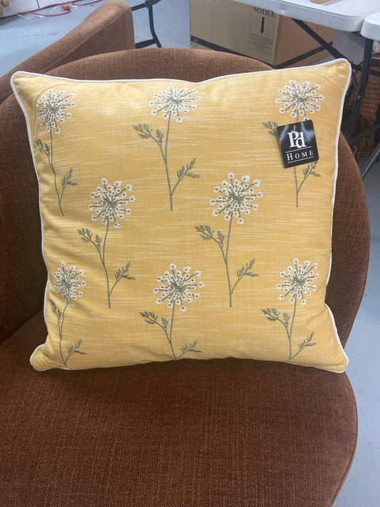 18” Yellow Dandelion Pillow