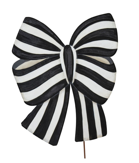 Elegant Bow Black and White Striped Metal Bow