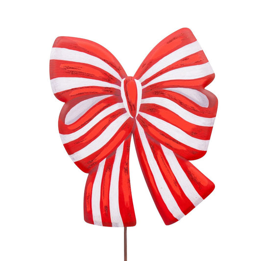 Red And White Striped Metal Bow