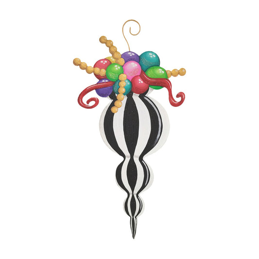 Merry and Bright Striped Metal Finial