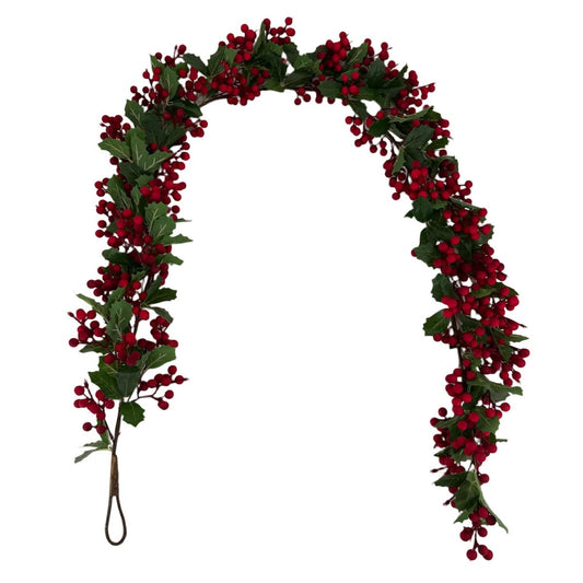 Holly And Red Berry Garland 6'
