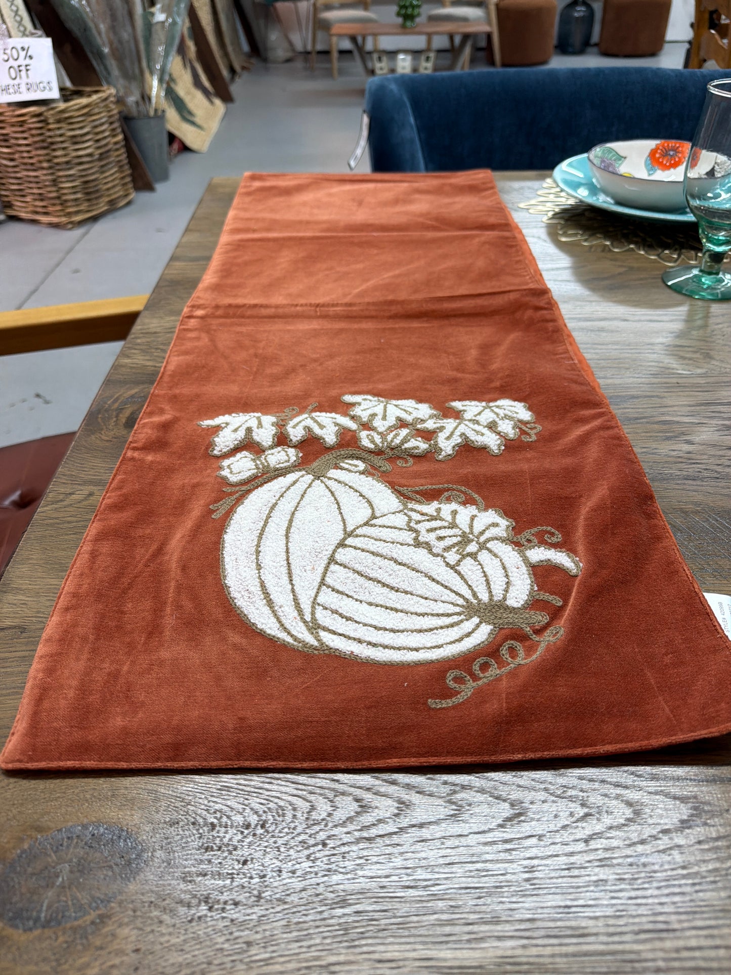 42099B 72" Velvet Pumpkin Table Runner KK