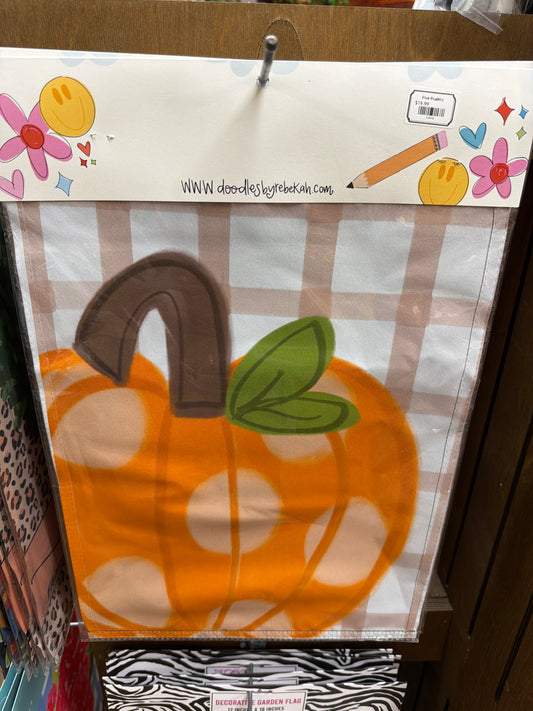 Polka Dot Pumpkin Garden Flag      (25)