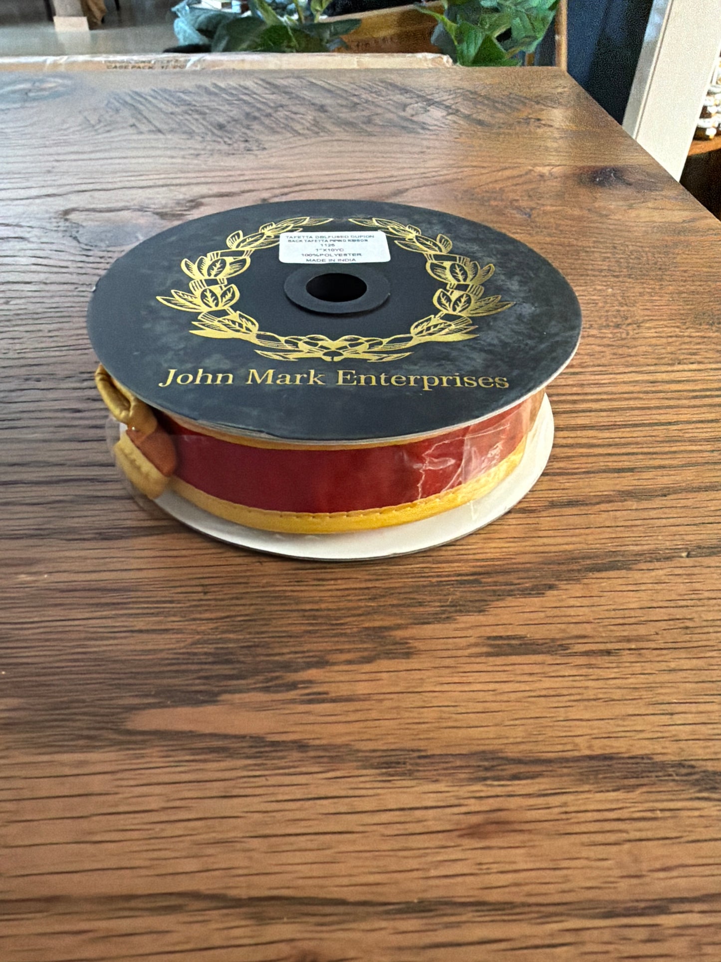 John Mark Tafetta Double Dupion Tafetta Piping Red/Mustard