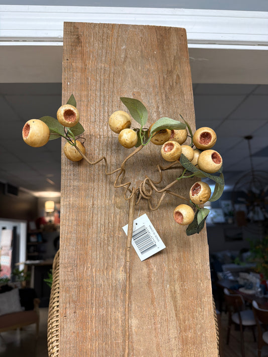 19" Cream Pod Stem W Green Leaves