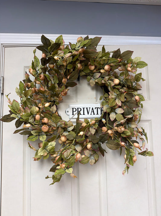 40959A-Kk 28" Cream Berry Wreath W Olive Leaves
