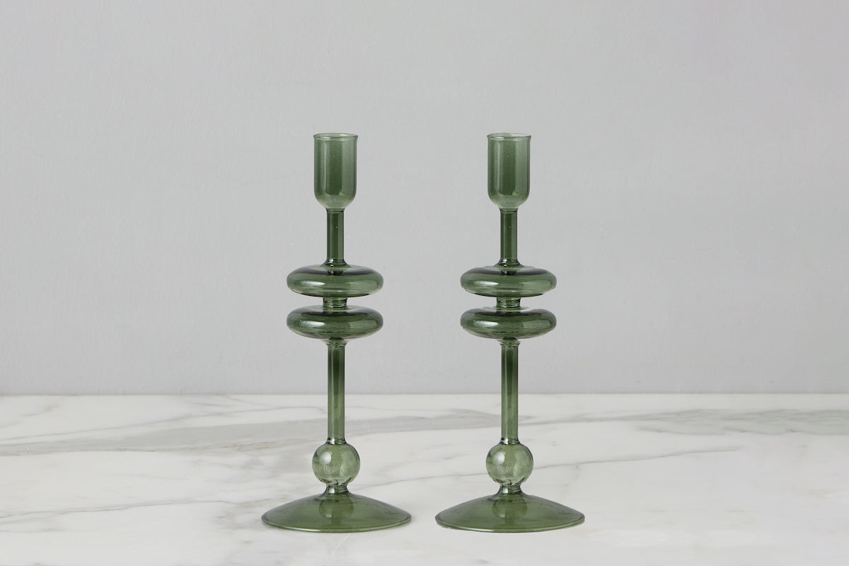 6 Glass Candlestick Emerald Green Small (Copy)  Underhill