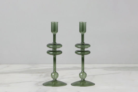 6 Glass Candlestick Emerald Green Small (Copy)  Underhill