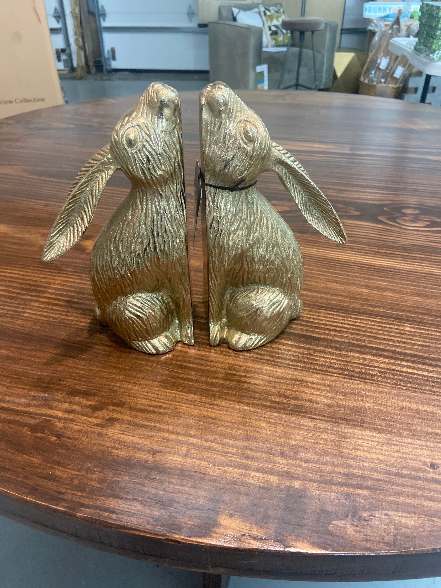 8.5” Gold Bunny Book Ends Set