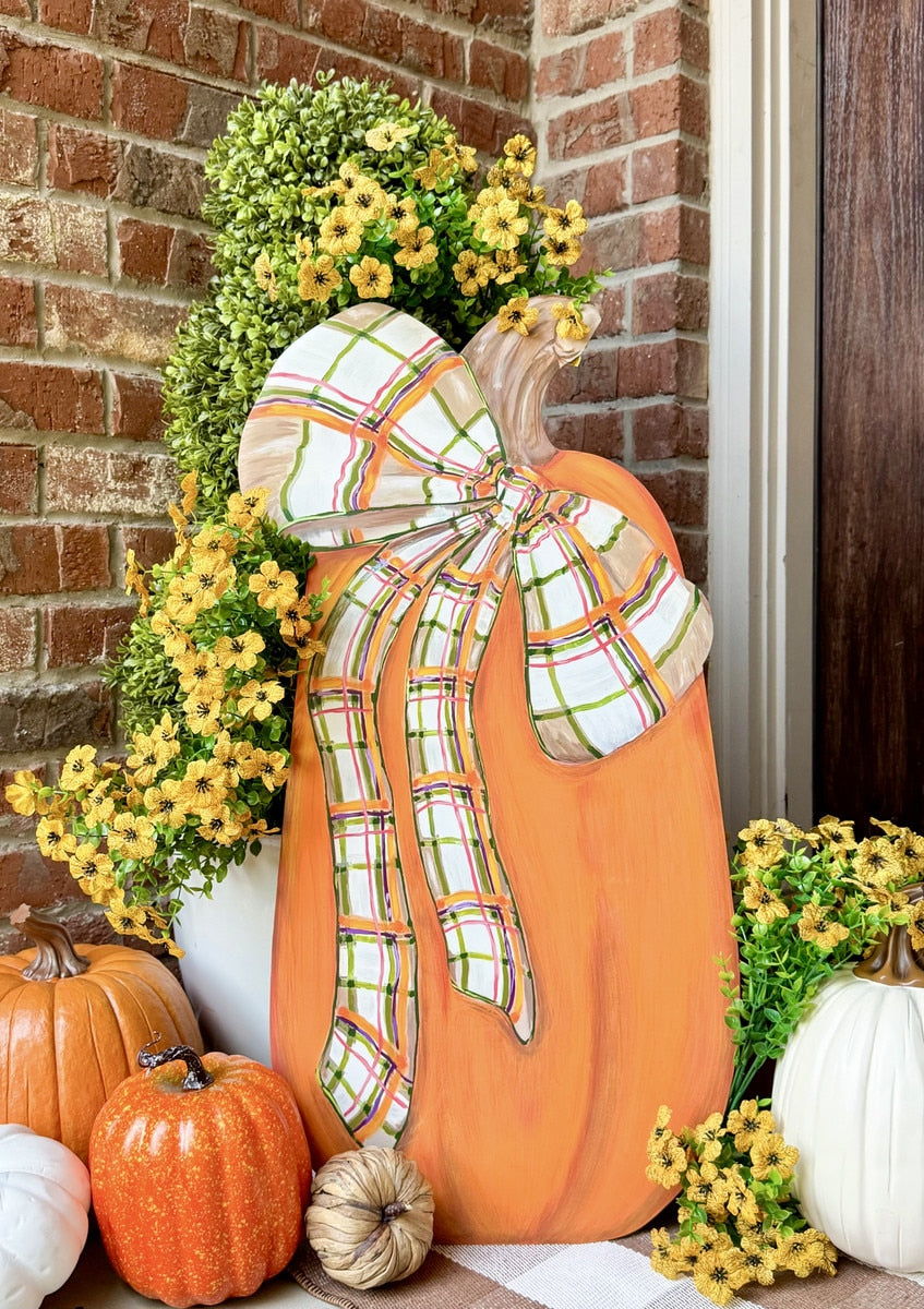 Modern Plaid Pumpkin-LARGE