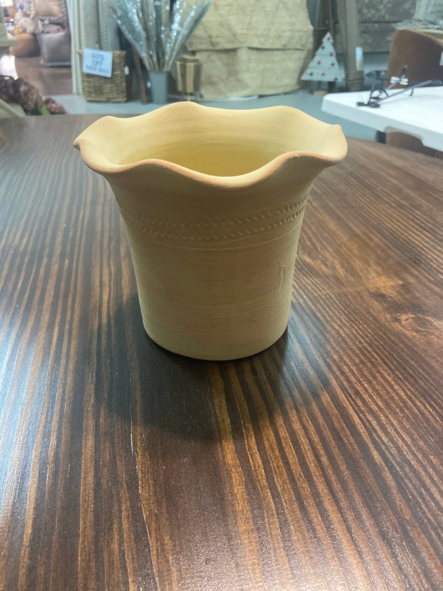 5.5 H. Terra Cotta Ruffle Top Planter