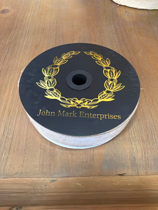 John Mark Ribbon- White Velvet Metallic Gold Dupion Backing Ribbon