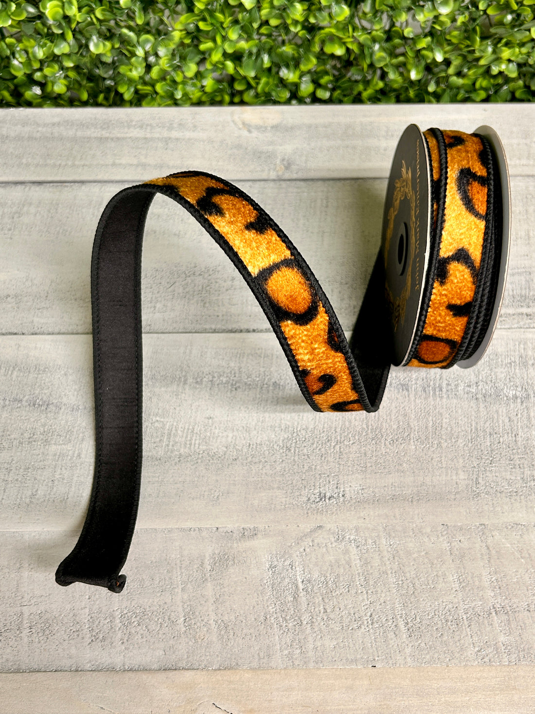 John Mark Ribbon Dupion Fused Leopard Pattern Ribbon