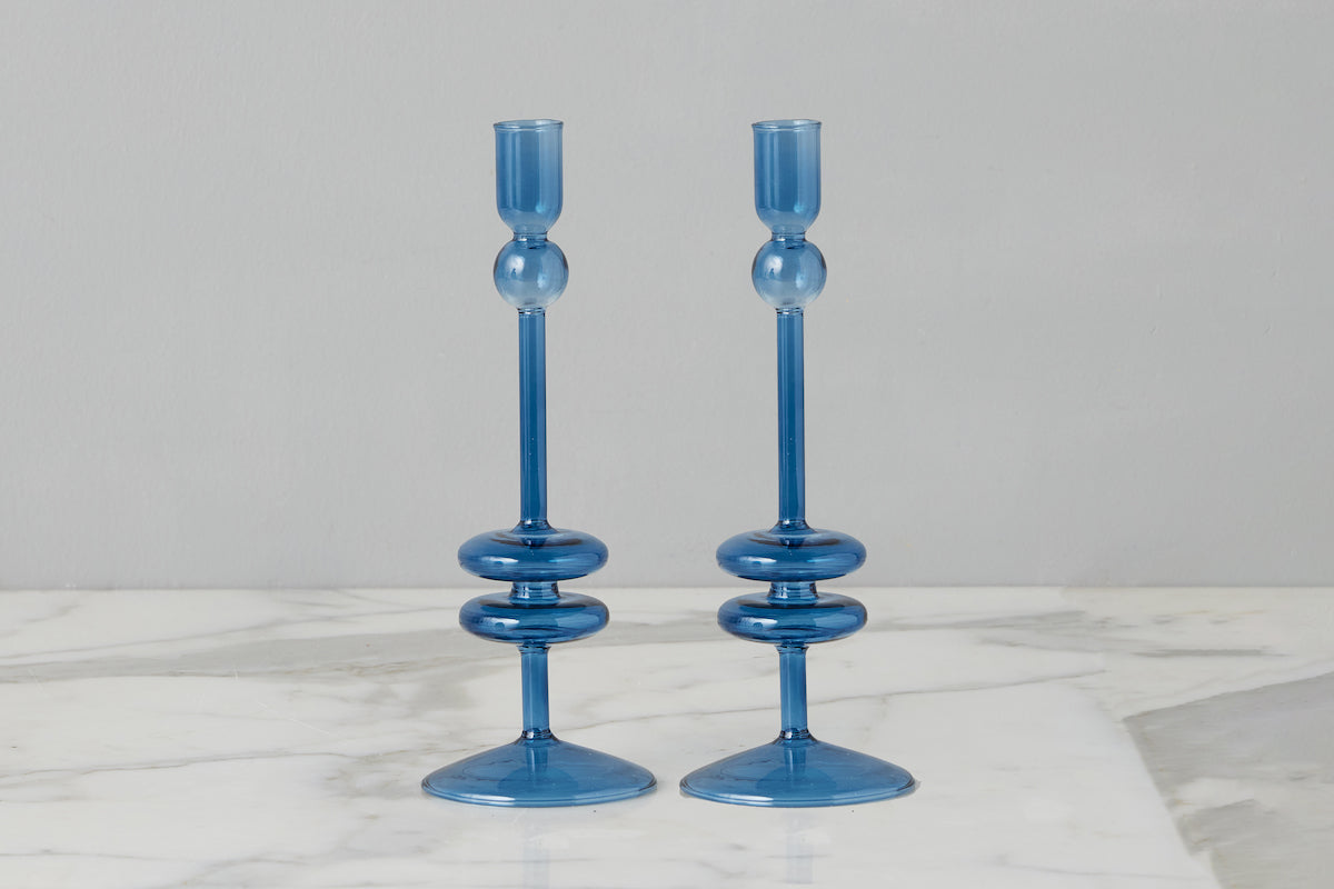 6 Glass Candlestick Medium Sapphire Blue (Copy)  Underhill