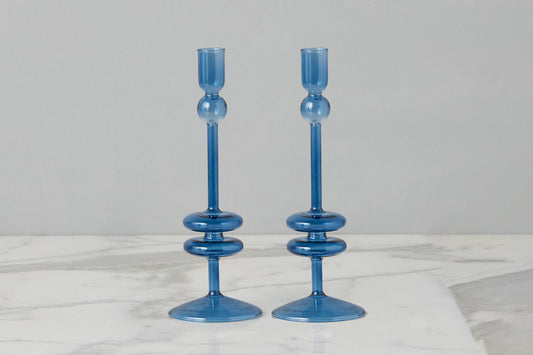6 Glass Candlestick Medium Sapphire Blue (Copy)  Underhill