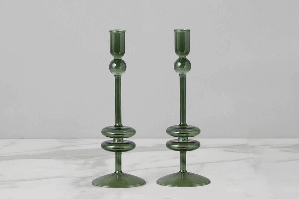 6 Glass candlestick medium emerald green (Copy) Underhill
