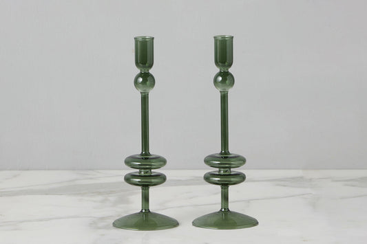 6 Glass candlestick medium emerald green (Copy) Underhill