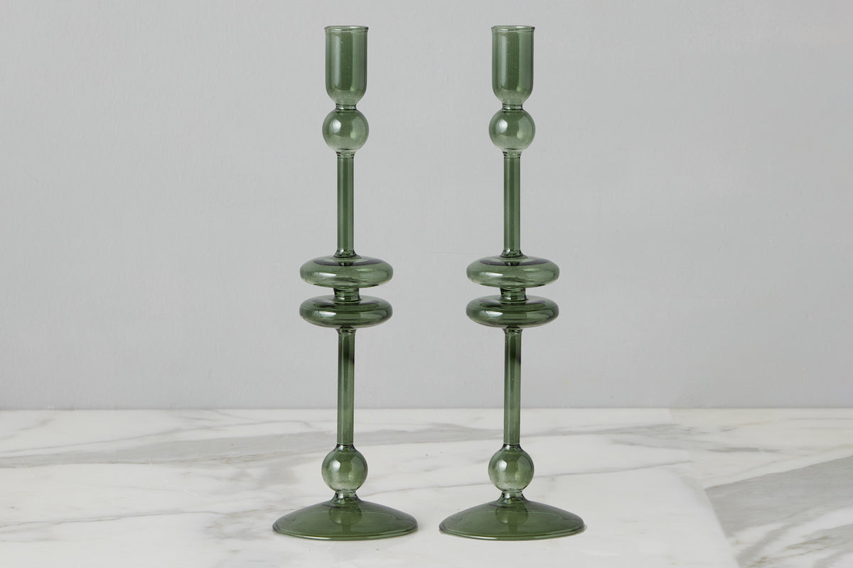 6 Glass Candlestick Large Emerald Green (Copy)  Underhill
