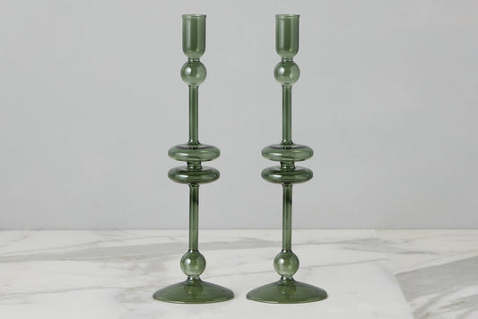 6 Glass Candlestick Large Emerald Green (Copy)  Underhill