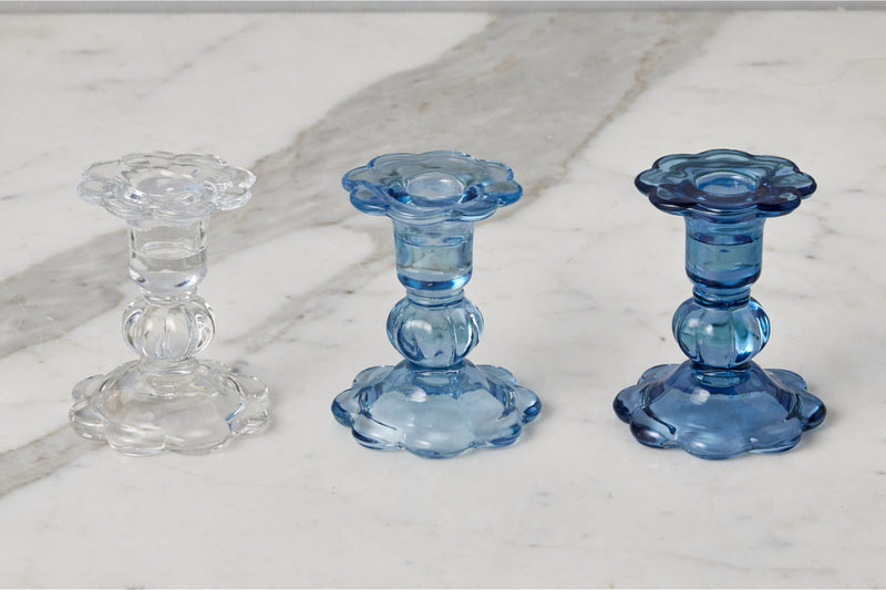 Glass Scalloped Candlestick