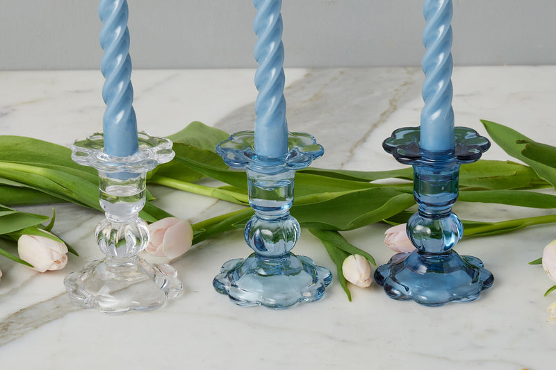Glass Scalloped Candlestick
