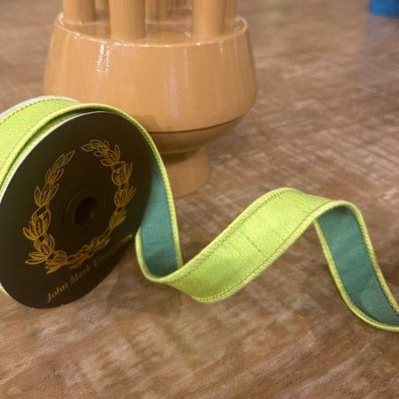 John Mark Ribbon Dupion Double Fused Lime Ribbon
